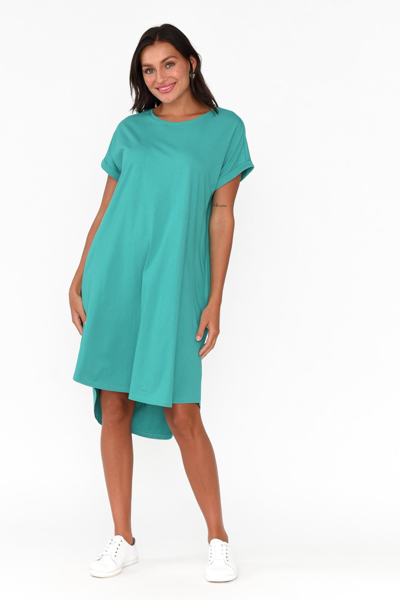 Maxine Jade Green Cotton T-Shirt Dress