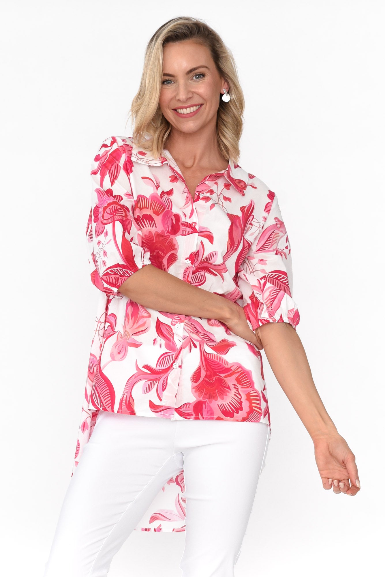 Meghan Pink Floral Cotton Shirt