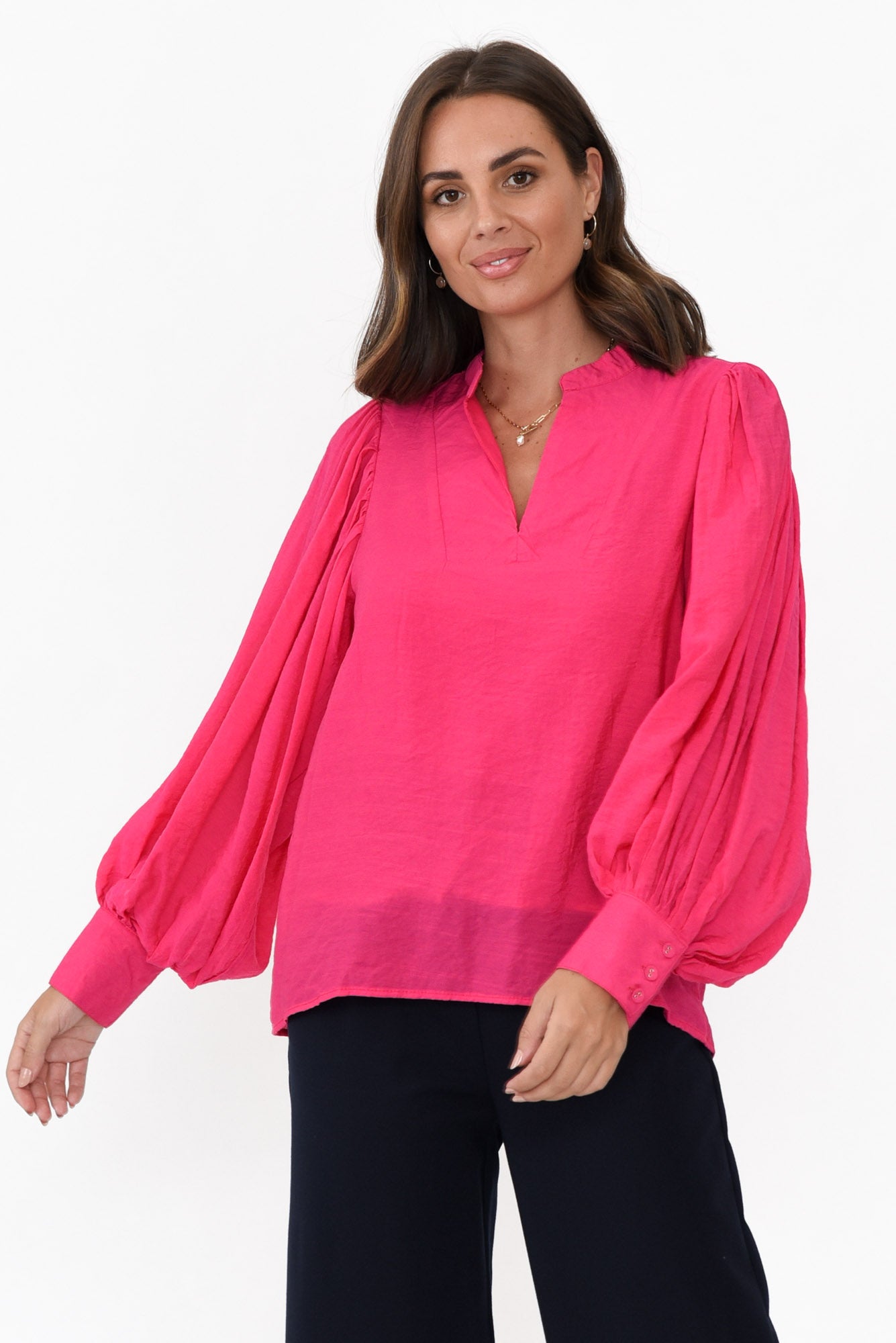 Kane Hot Pink Cotton Blend Top