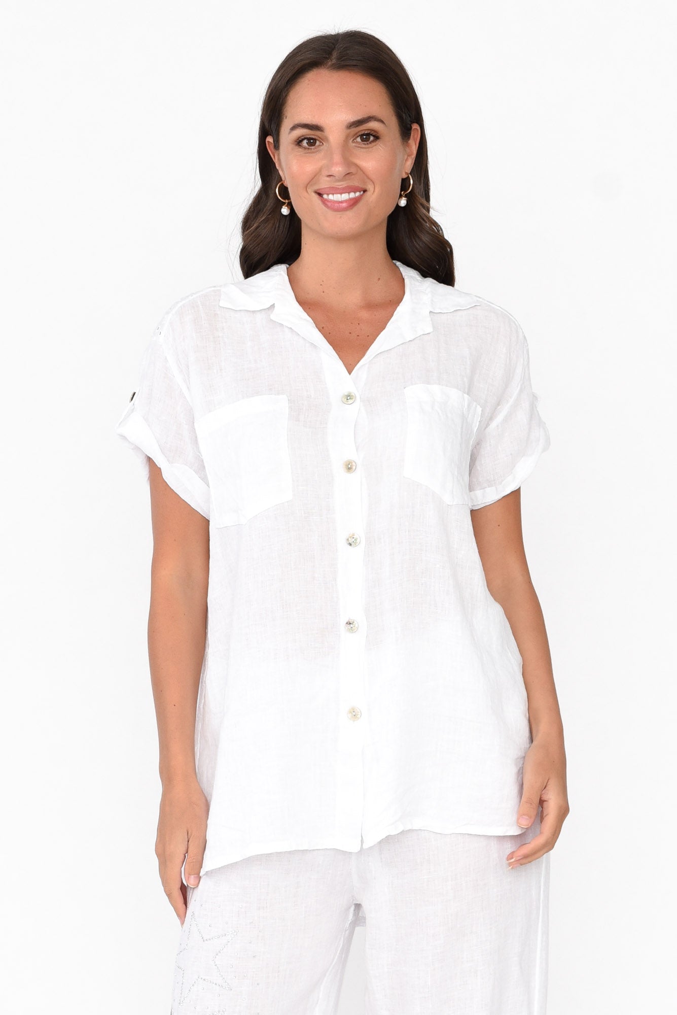 Nalda White Leopard Linen Shirt
