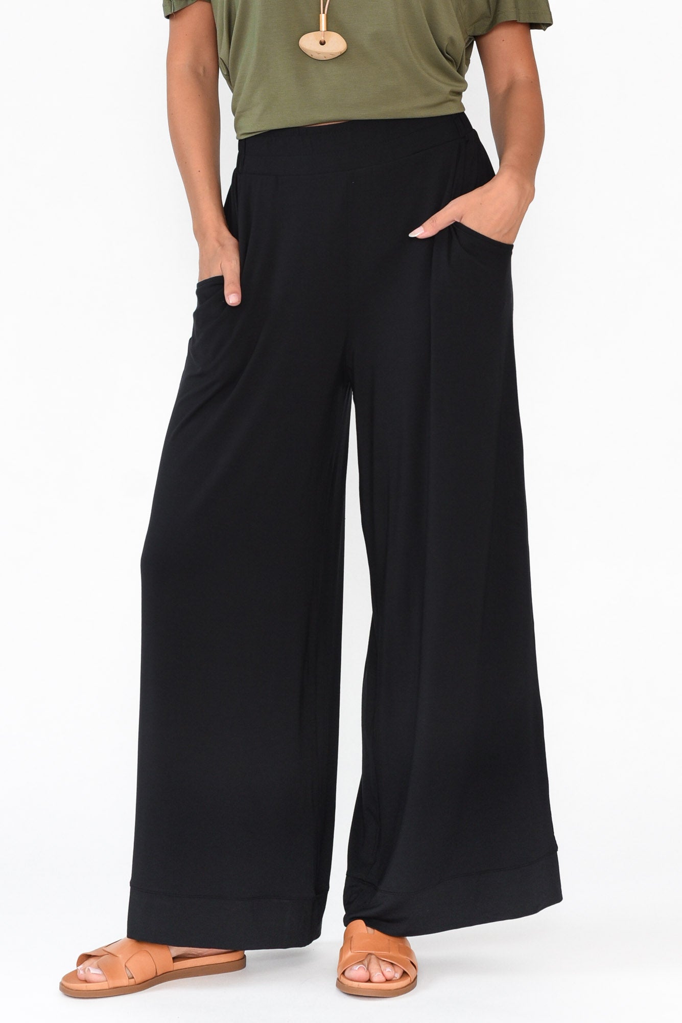 Lola Black Micro Modal Wide Leg Pant