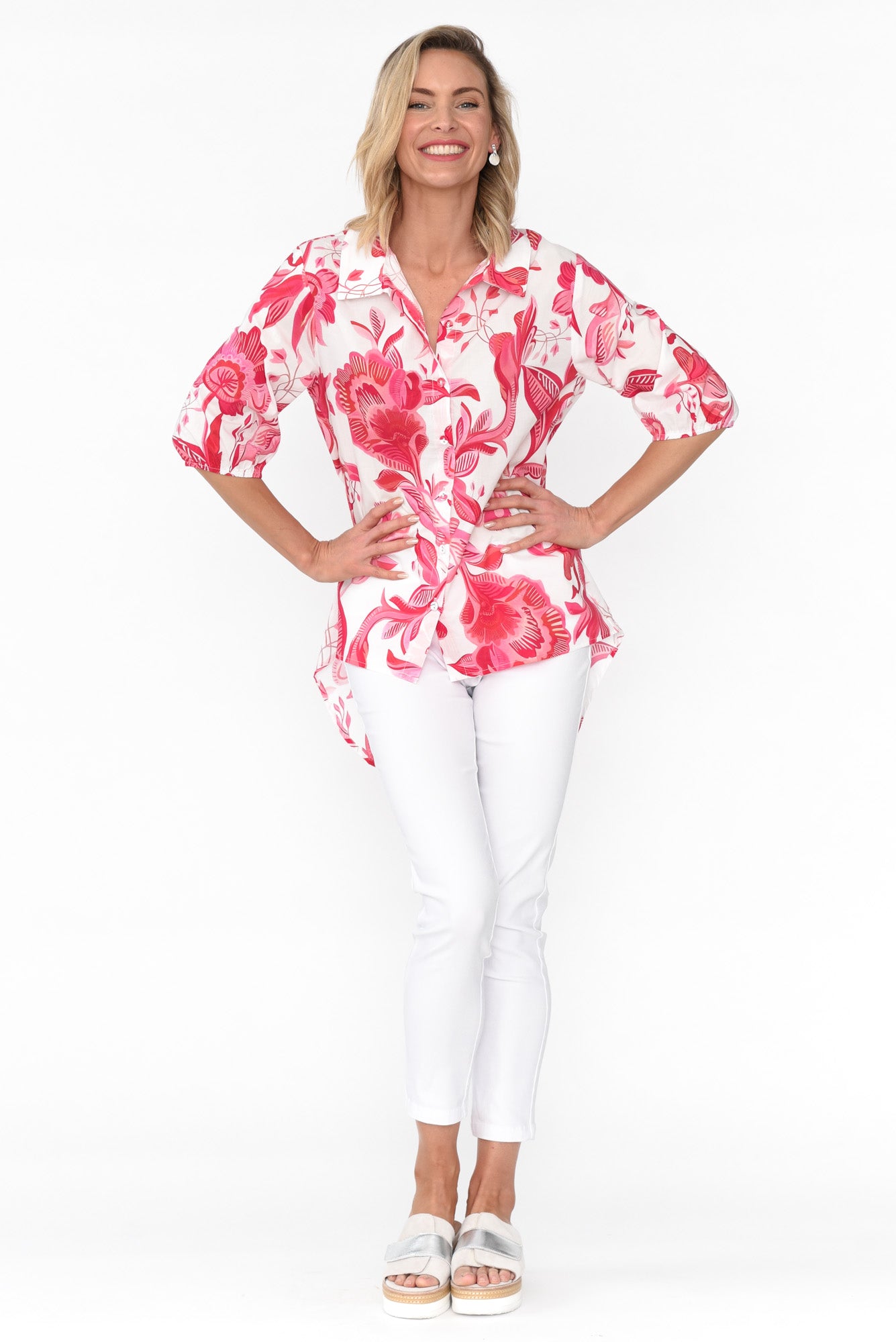 Meghan Pink Floral Cotton Shirt
