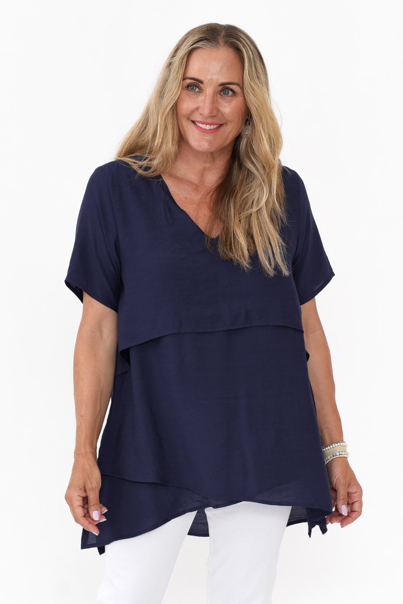 Shoshana Navy Cotton Layered Top