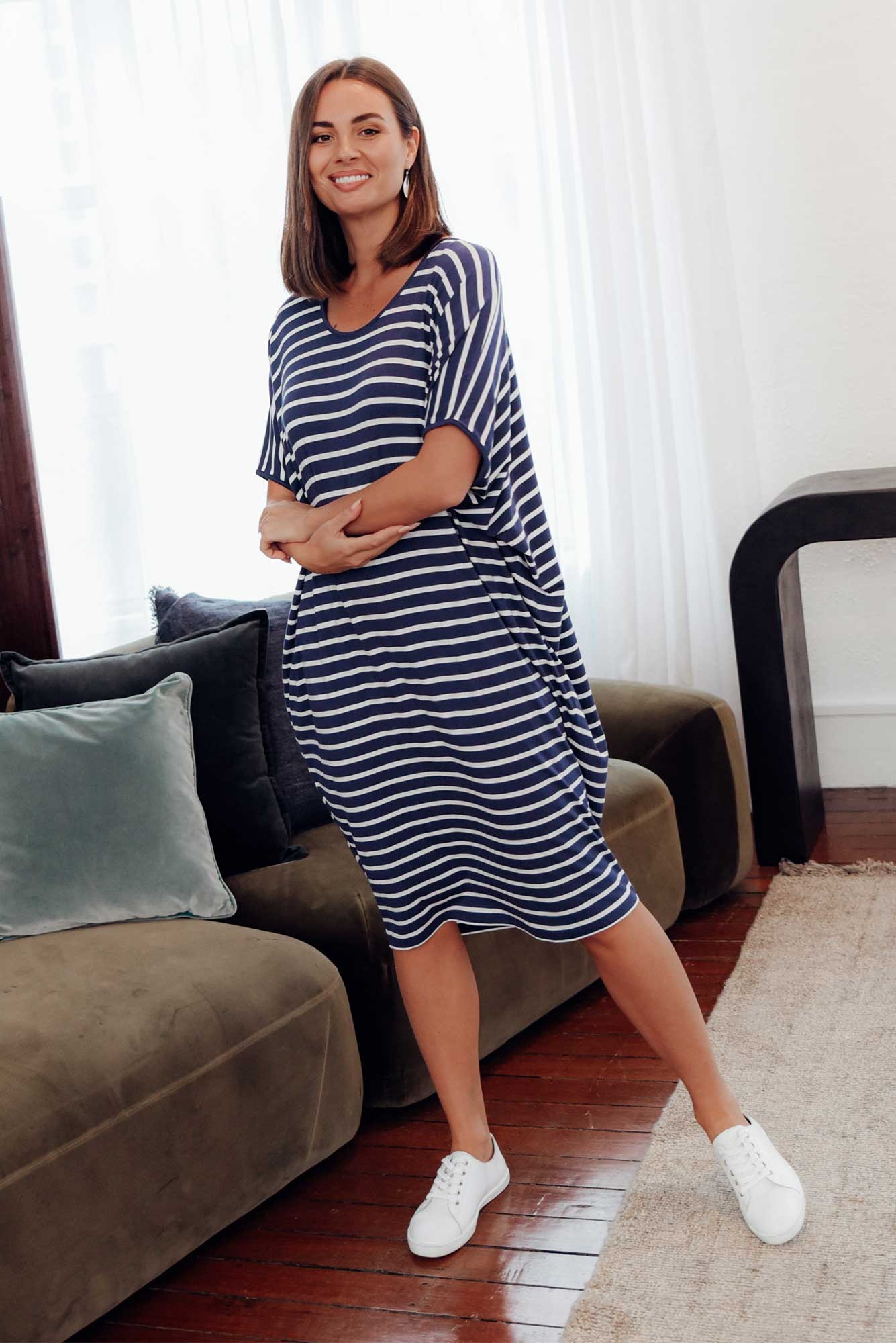 Navy Parisian Stripe Maui Dress