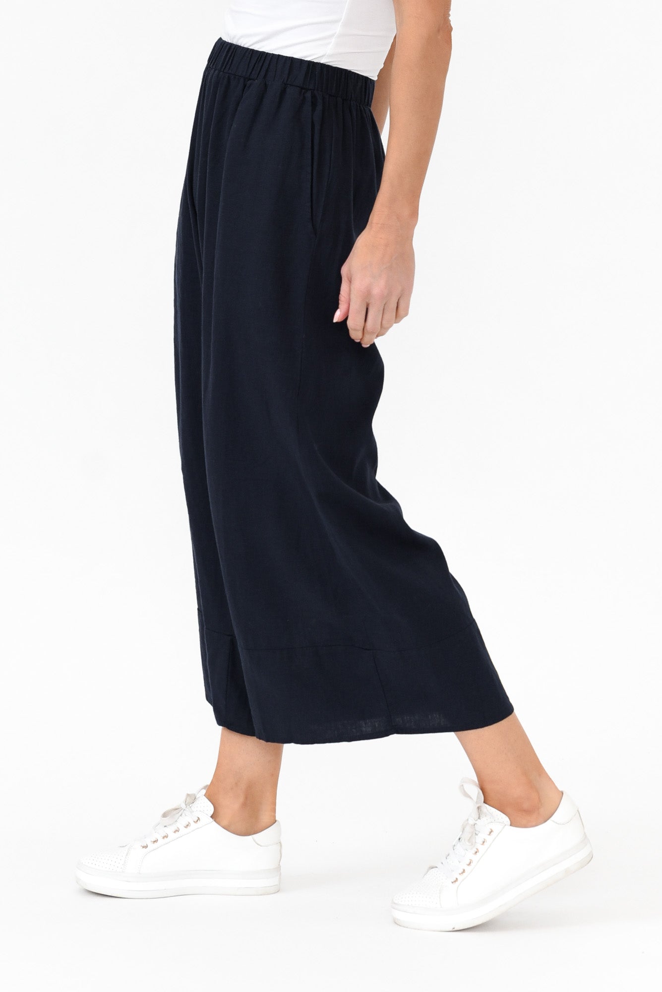 Colleen Navy Linen Wide Leg Pant