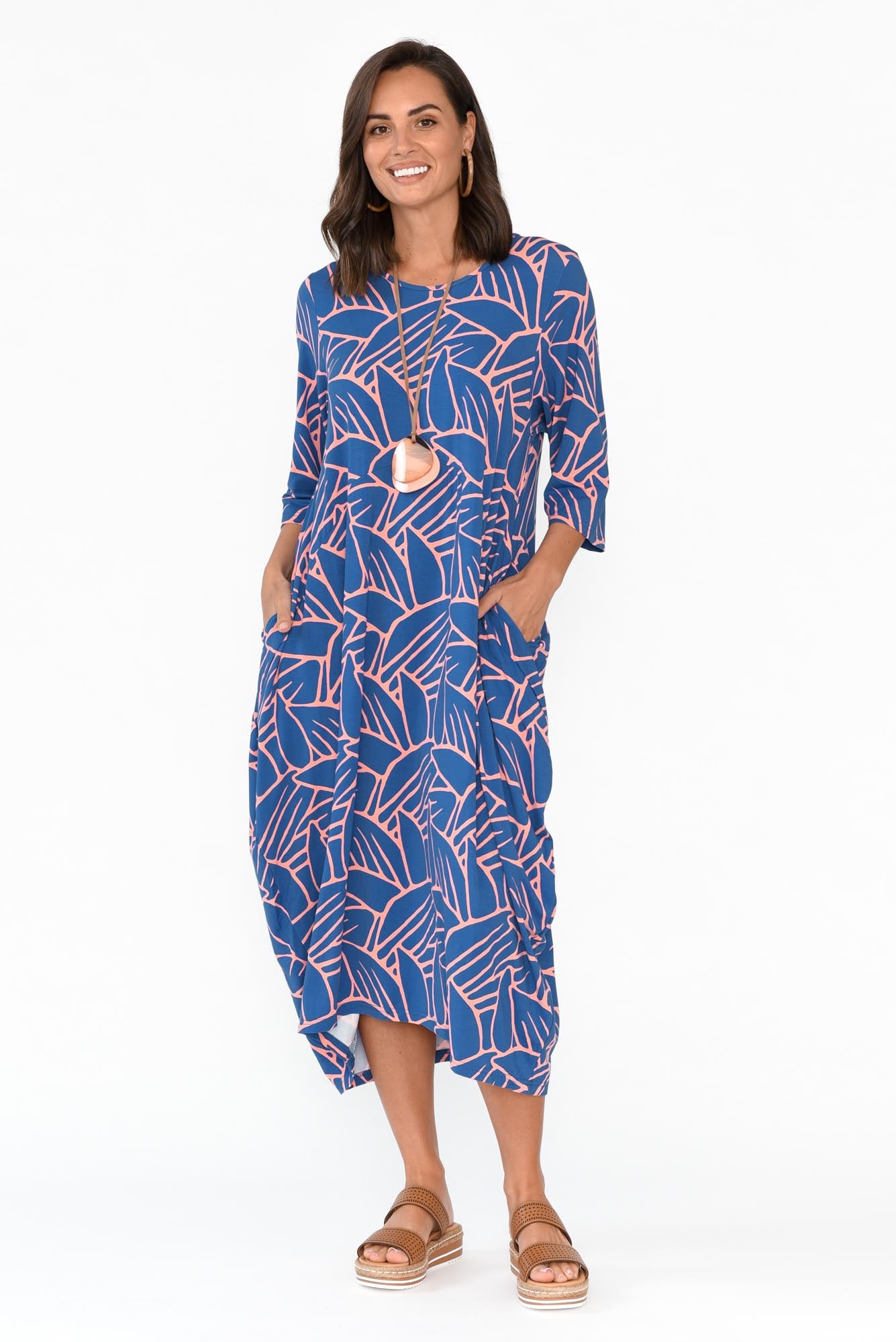 Alviva Blue Leaf Bamboo Dress