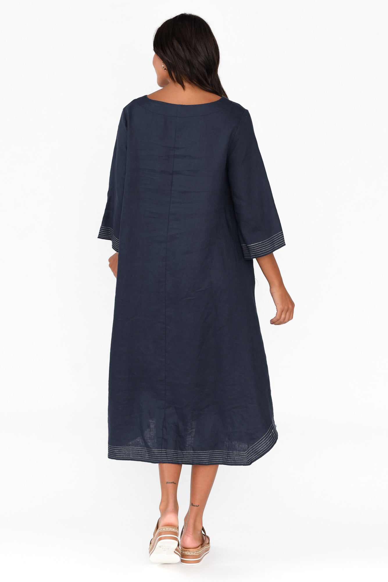 Lolita Navy Linen Pocket Dress