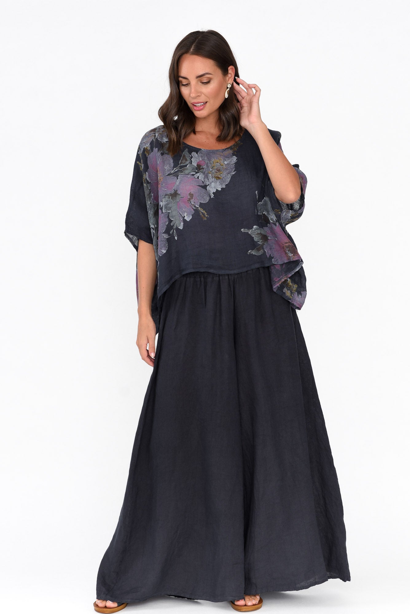 Rumi Navy Wide Leg Linen Pant