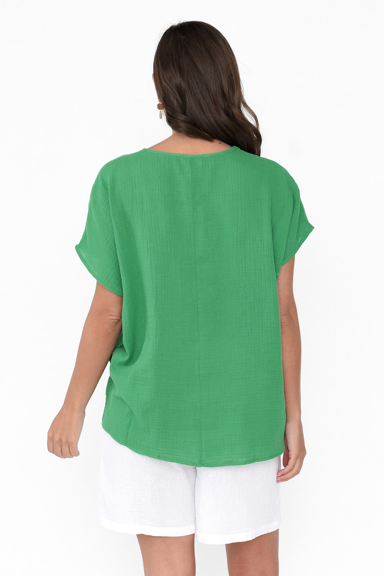 Byron Green Cotton Button Top