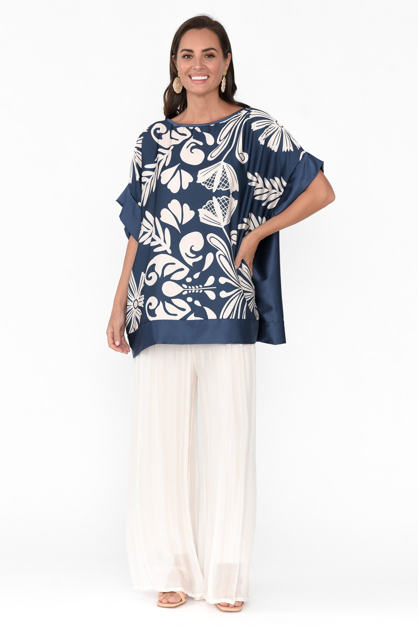 Terni Blue Floral Gloss Top