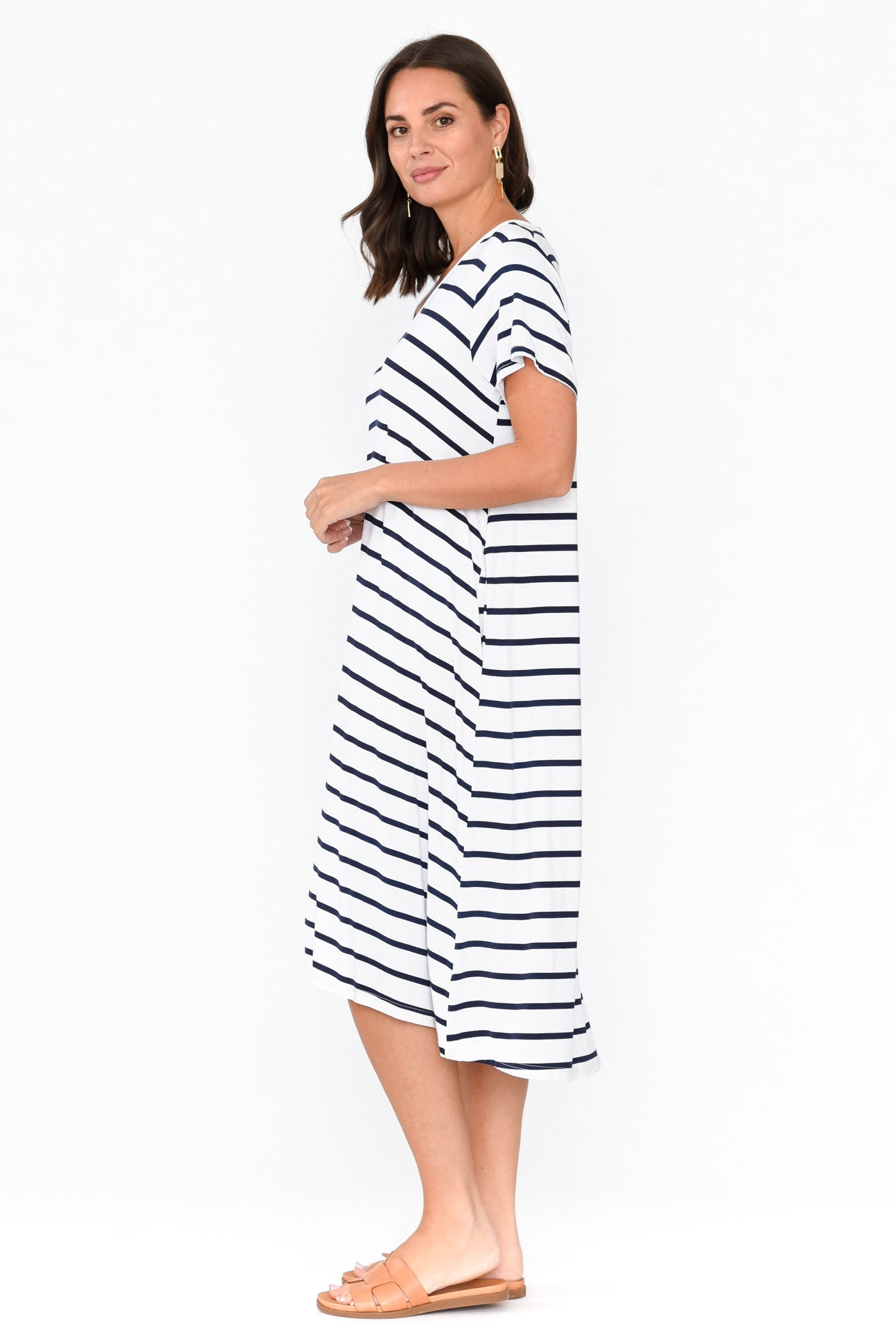 Tiffany White Stripe Bamboo Tee Dress