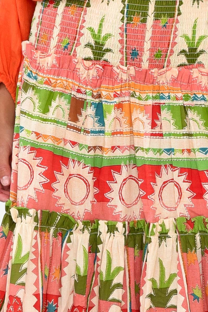 Pier Tropical Cotton Tiered Maxi Skirt