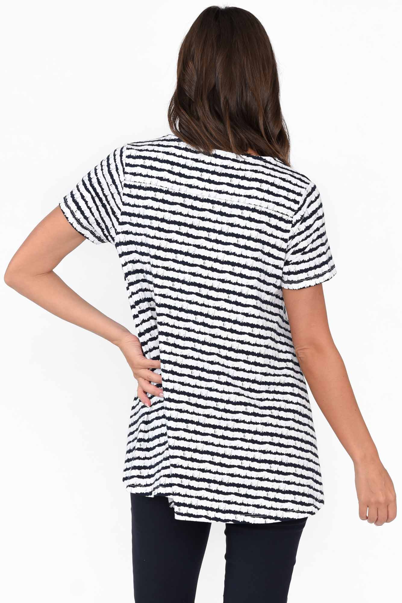 Montreal Navy Stripe Cotton Tee