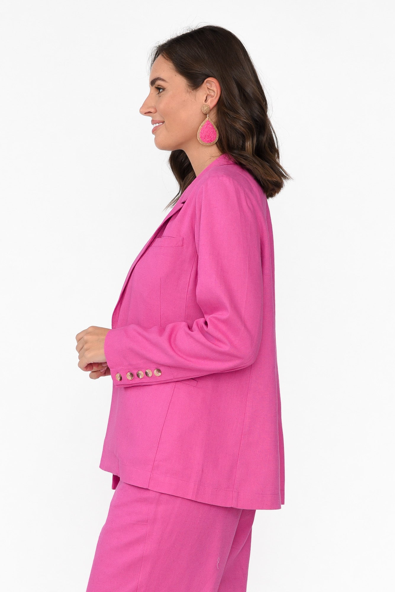 Lisset Hot Pink Linen Blend Blazer