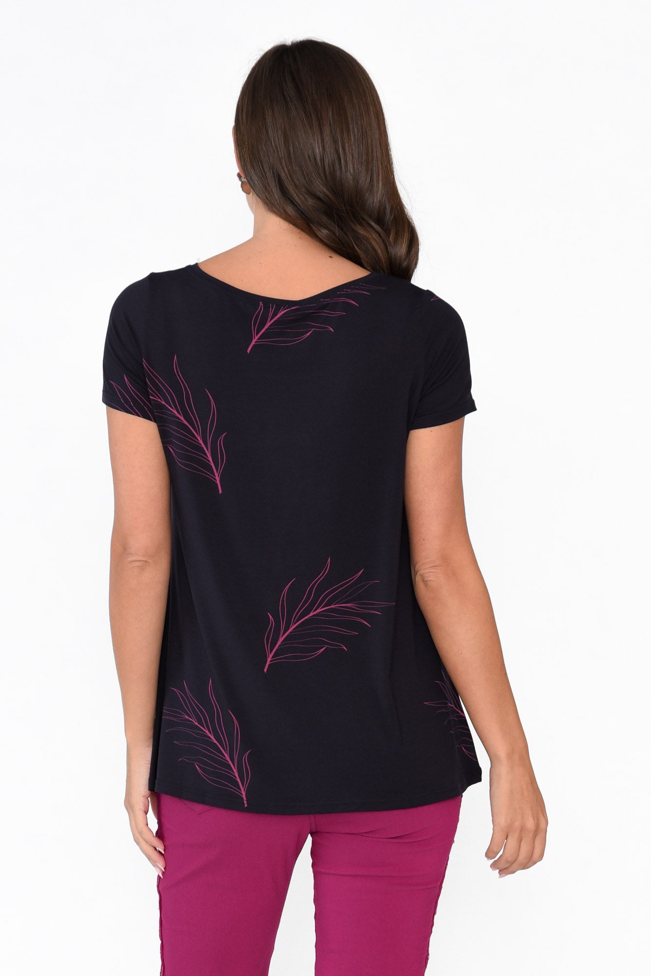 Navy Leaf Micro Modal Swing Tee
