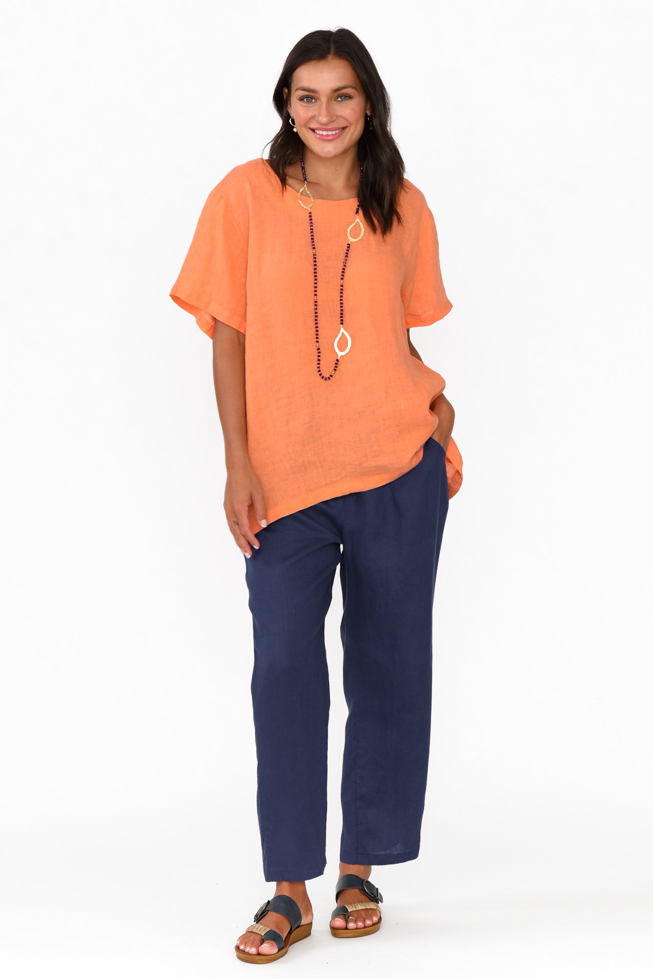 Marylou Navy Linen Pocket Pant