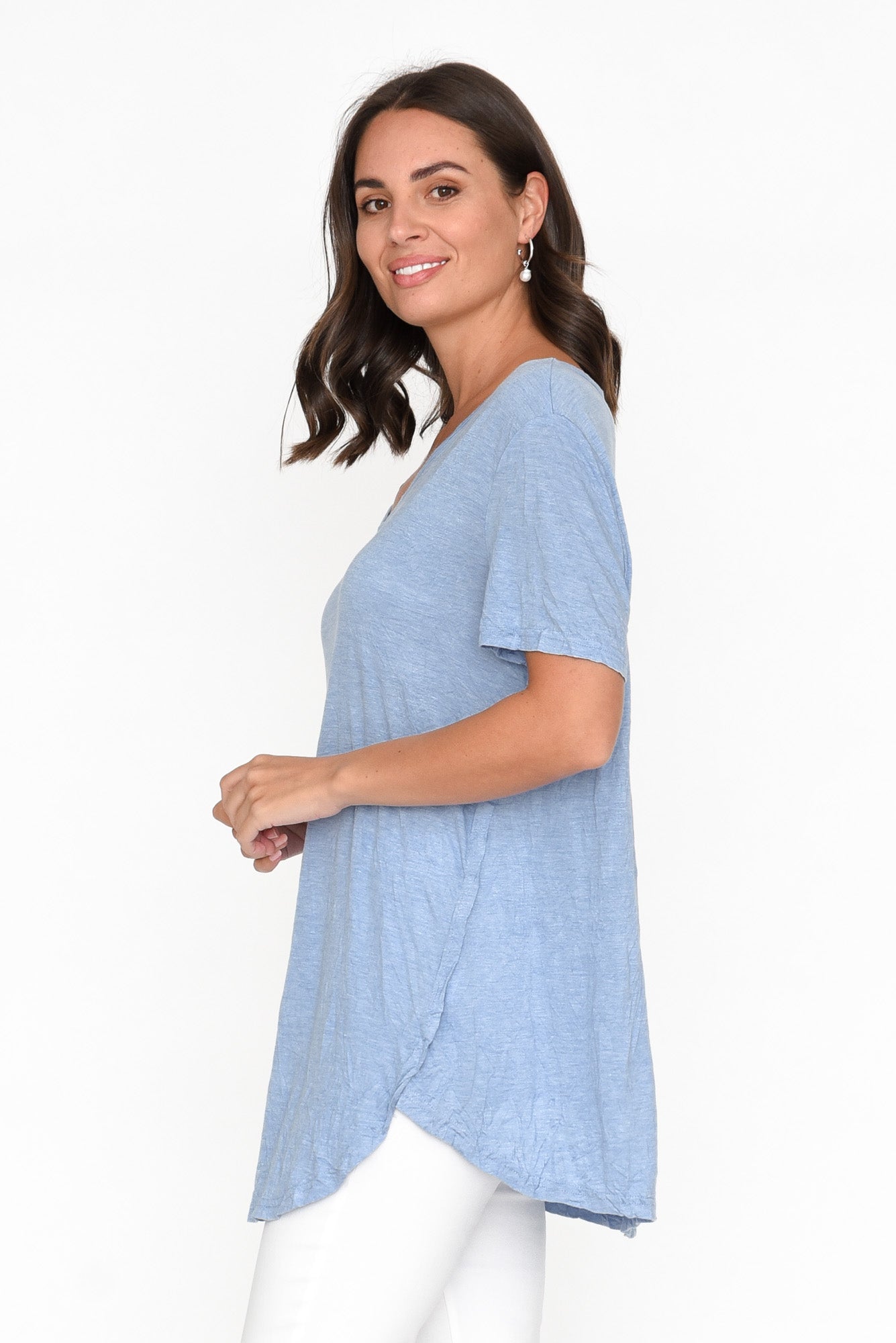 Moira Blue Crinkle Cotton Tee