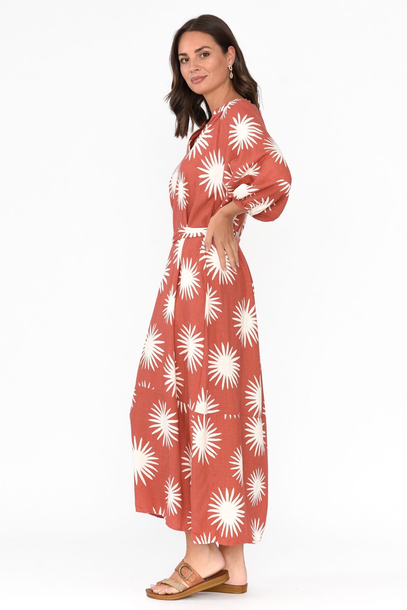 Ludie Rust Flower Pocket Dress