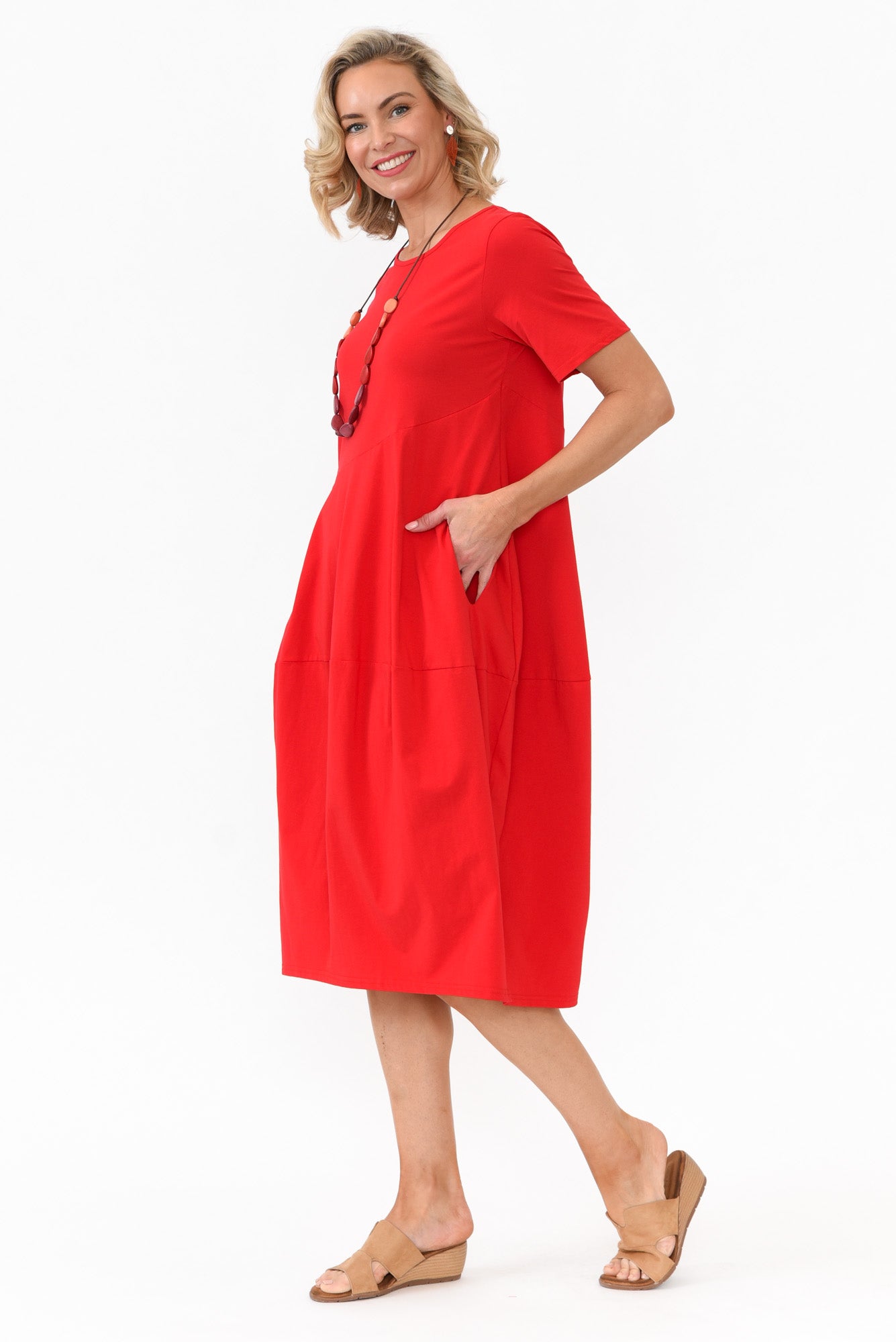 Morgan Red Diagonal Seam Dress