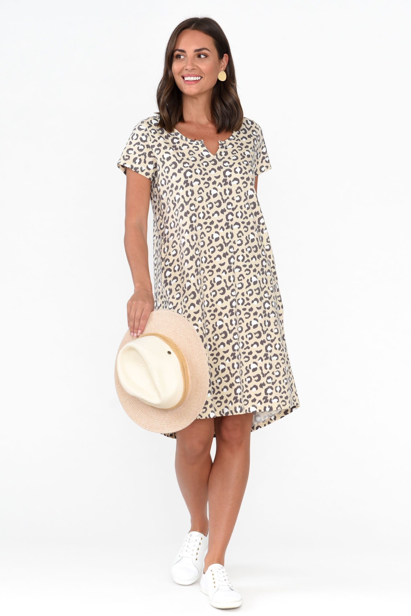 Mandy Brown Leopard Cotton Tee Dress