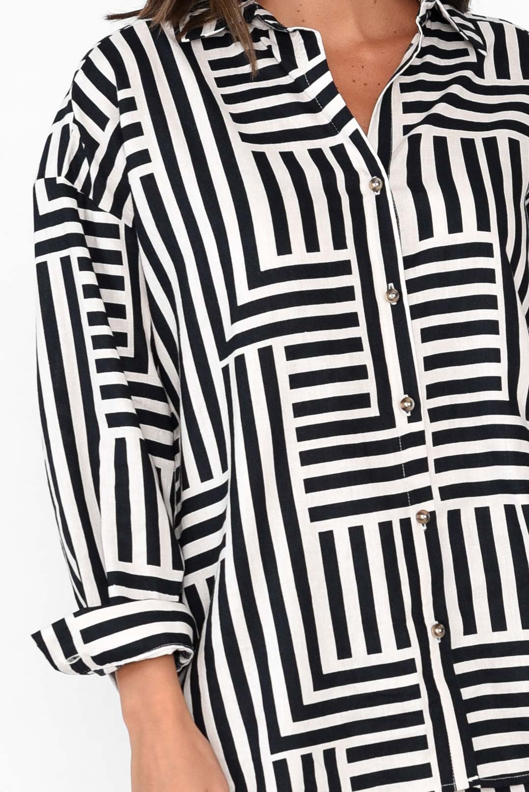 Bauhaus Navy Stripe Linen Blend Shirt