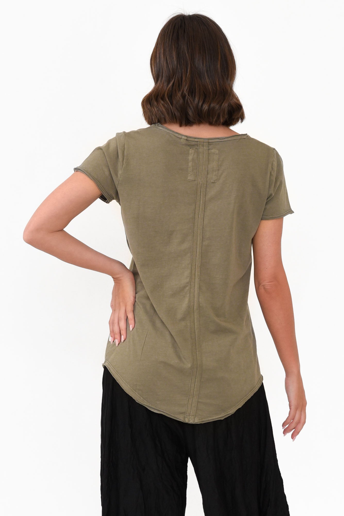 Khaki Cotton Fundamental Vee Tee