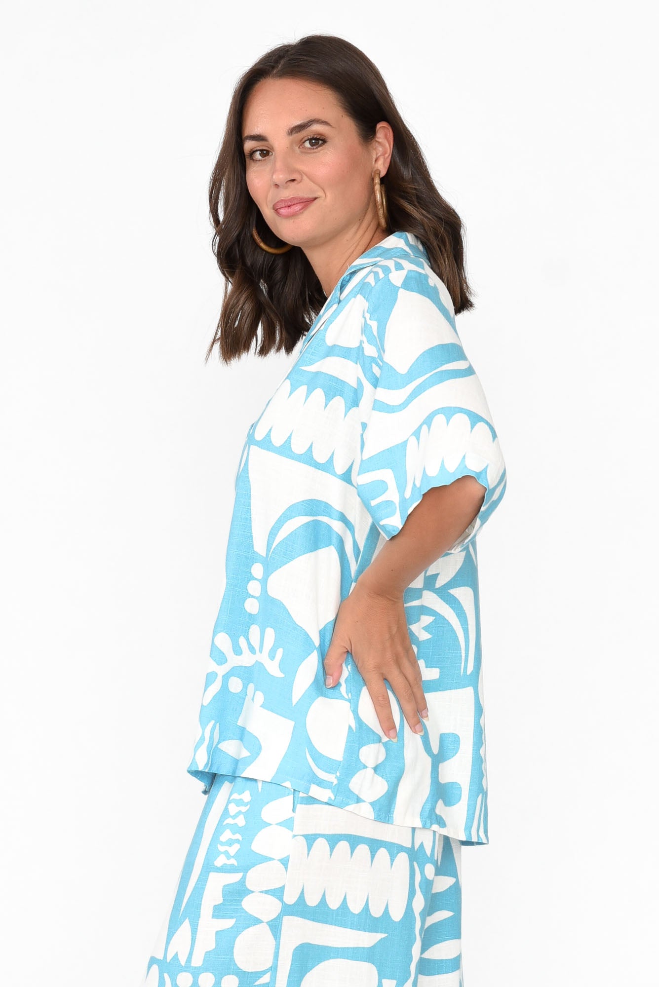 Emberly Blue Abstract Shirt