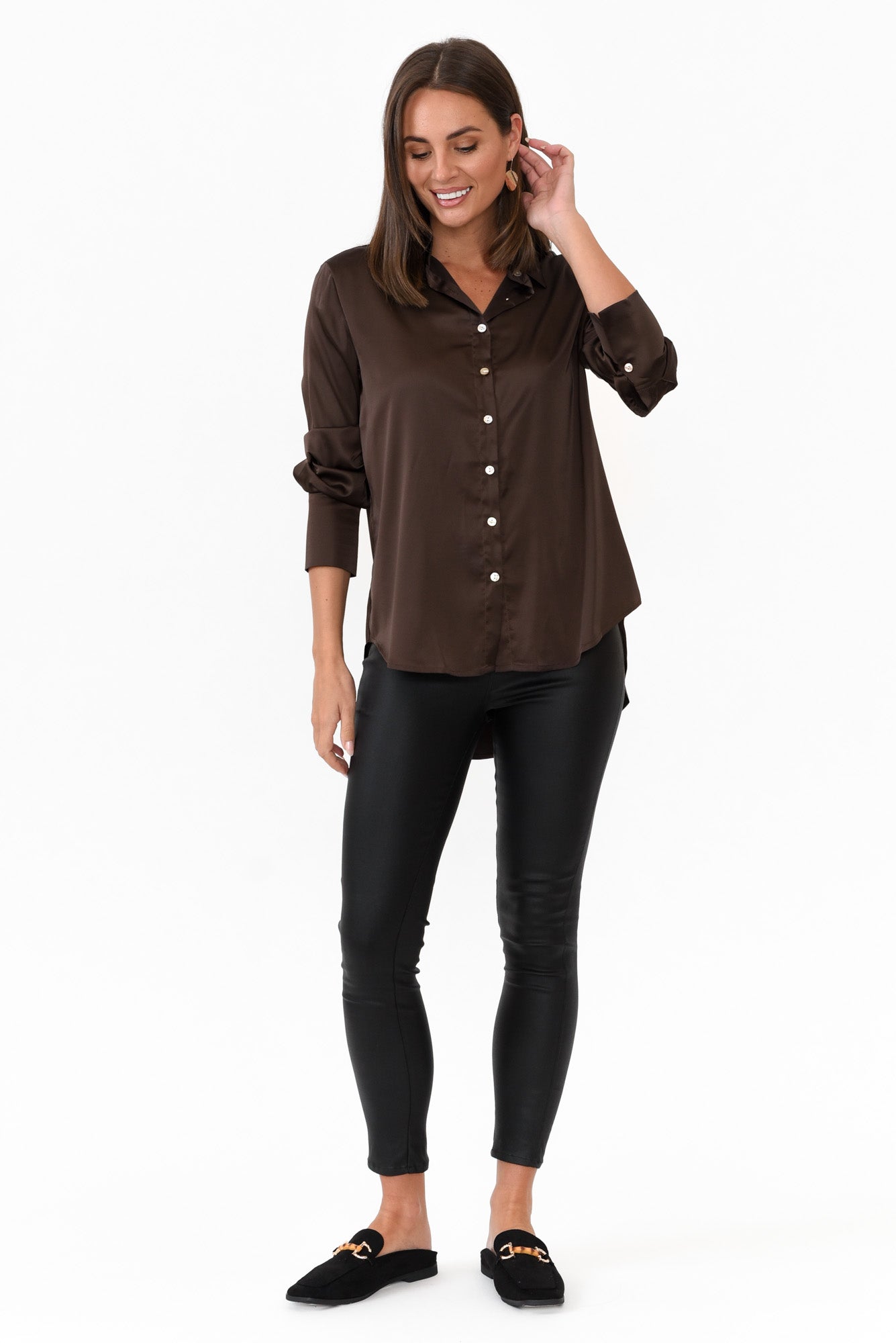 Honor Chocolate Satin Shirt