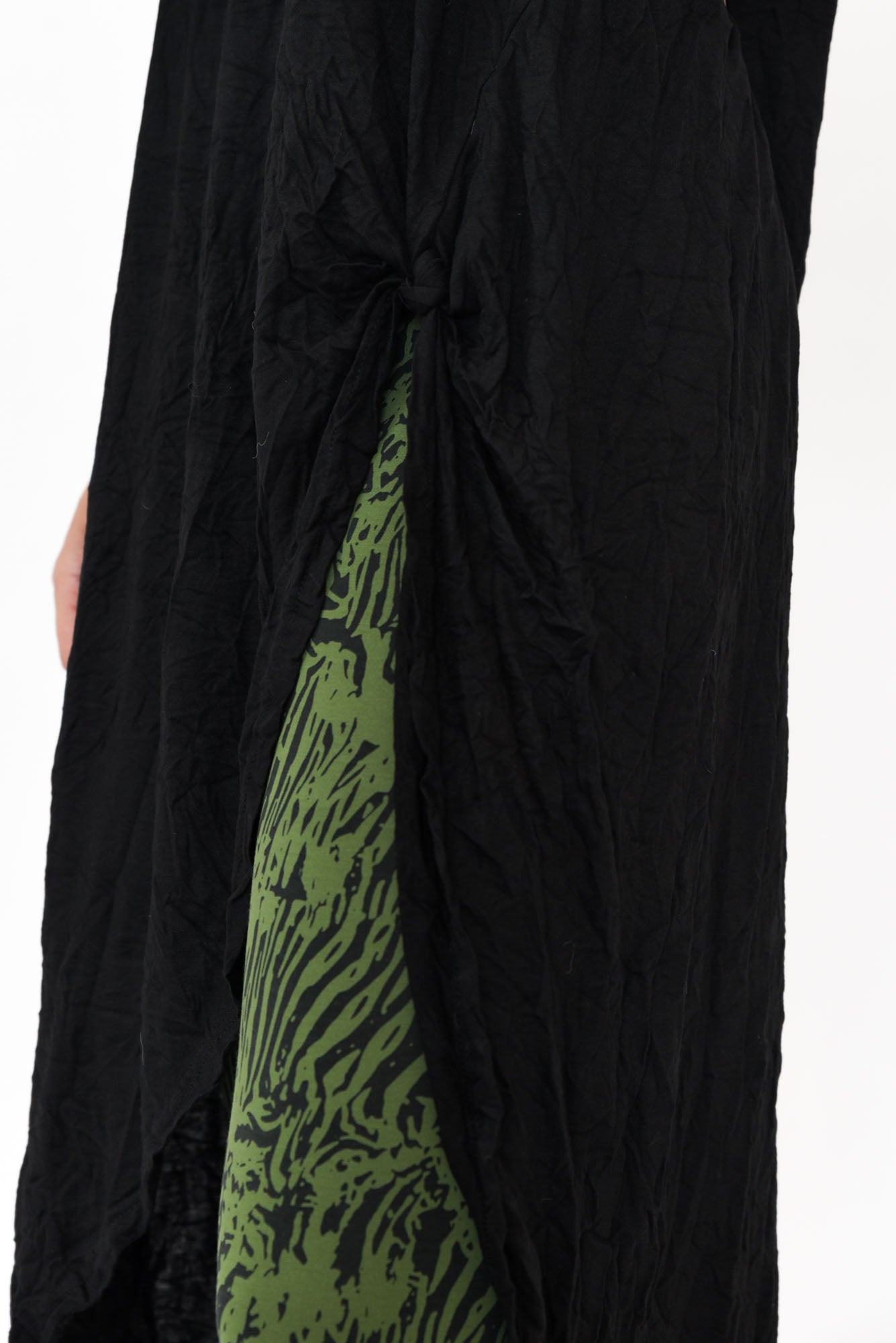 Black Crinkle Cotton Asymmetric Tunic