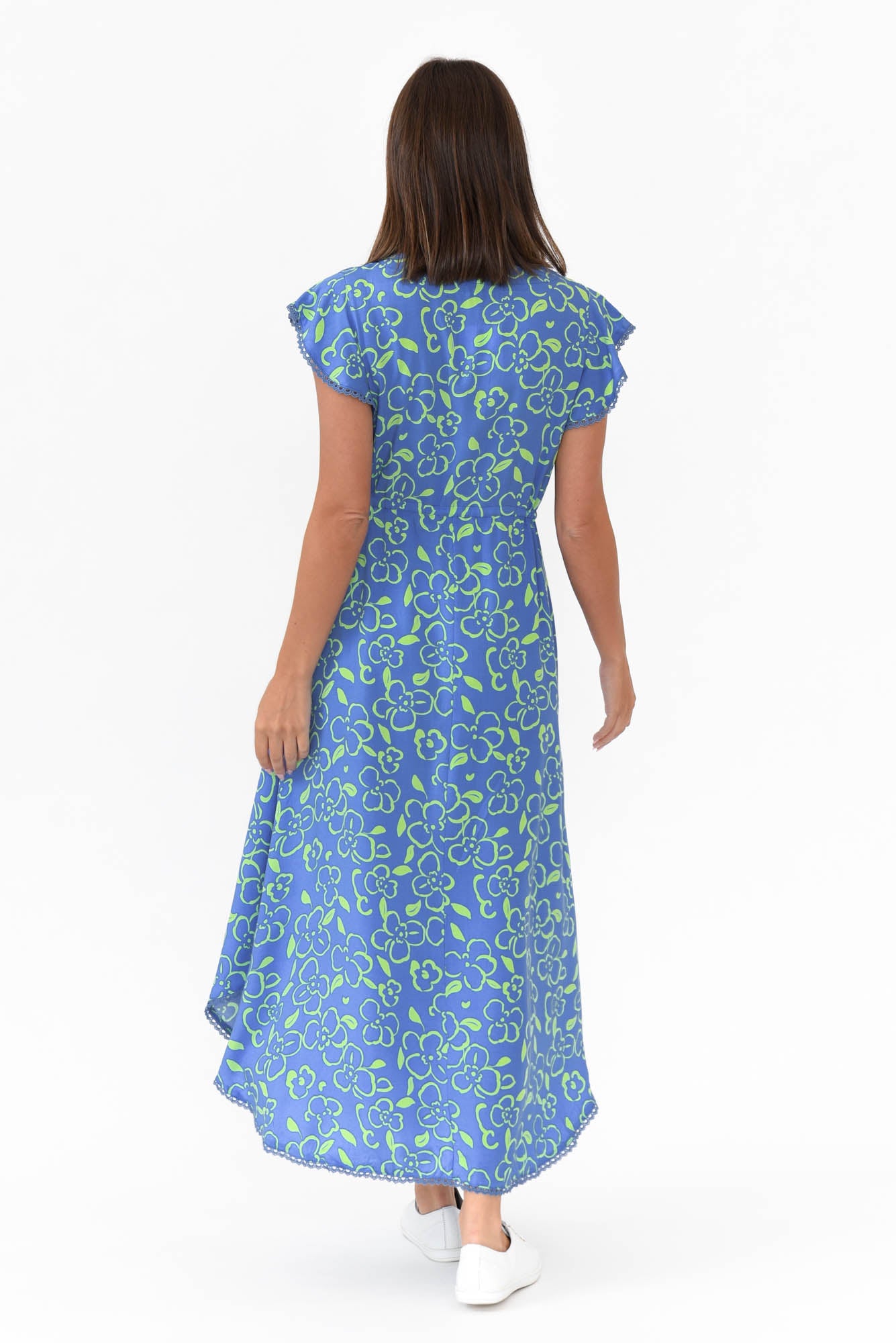 Libby Blue Flower Midi Dress