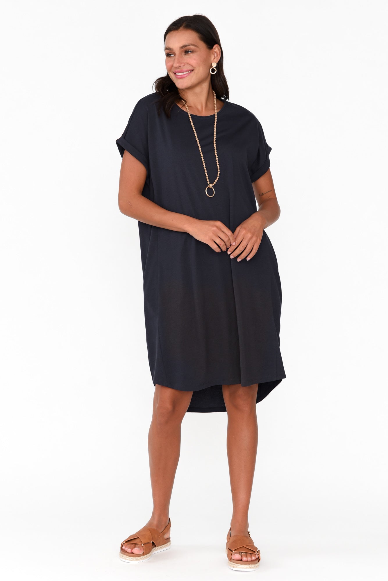 Maxine Charcoal Cotton T-Shirt Dress
