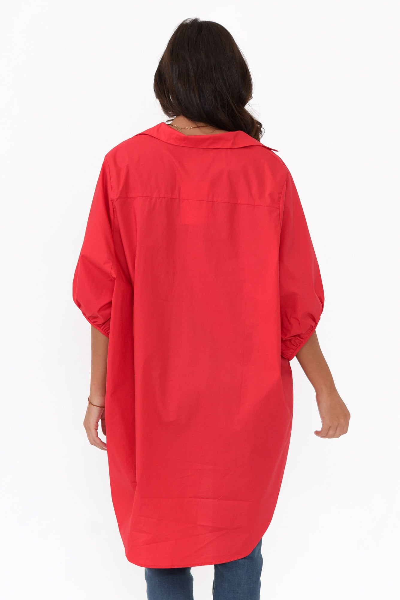 Sadie Red Cotton Tunic Top