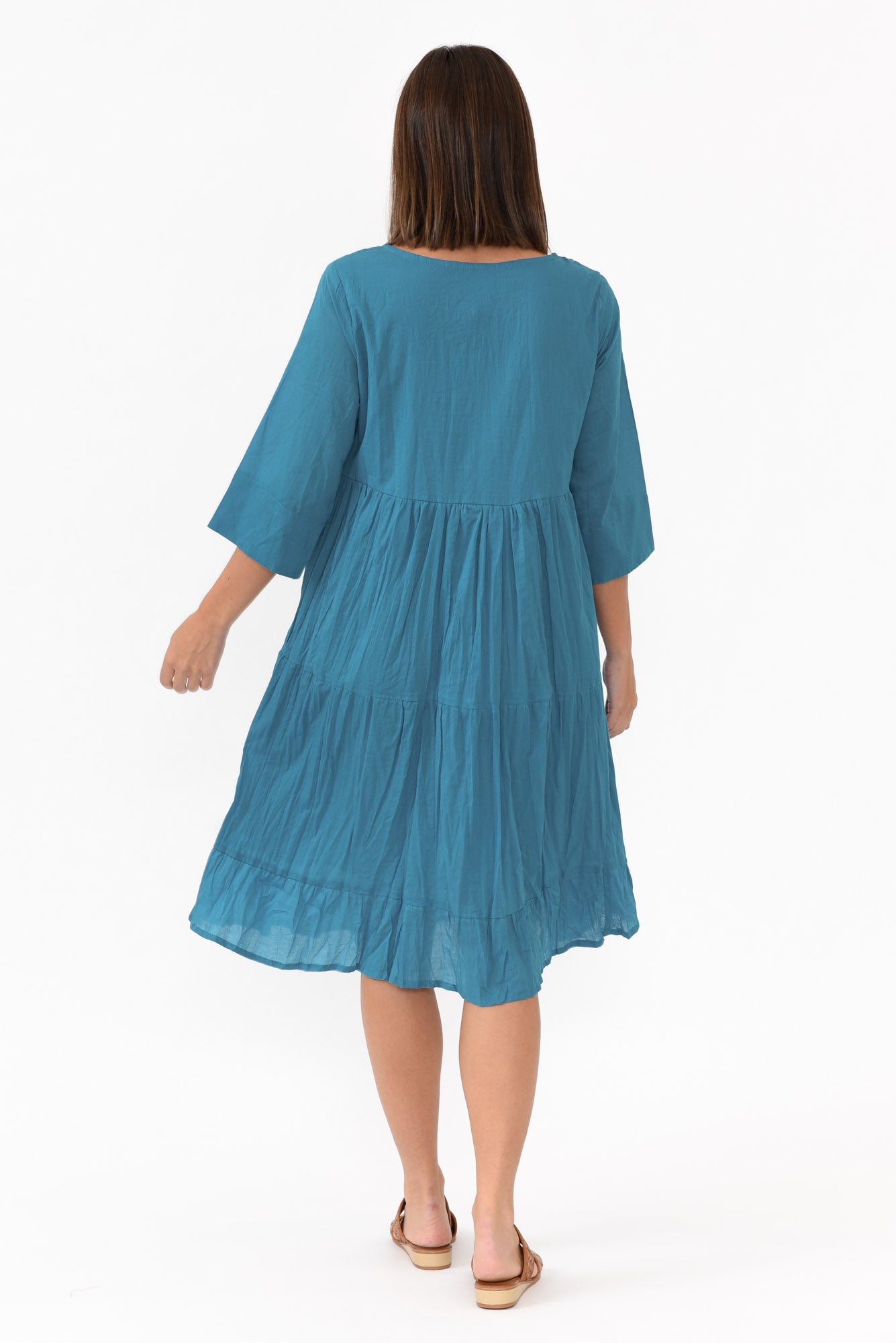 Milana Ocean Crinkle Cotton Dress