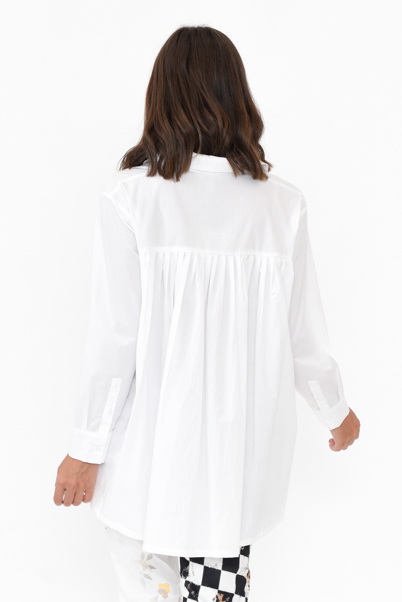 Penny White Pleated Cotton Shirt