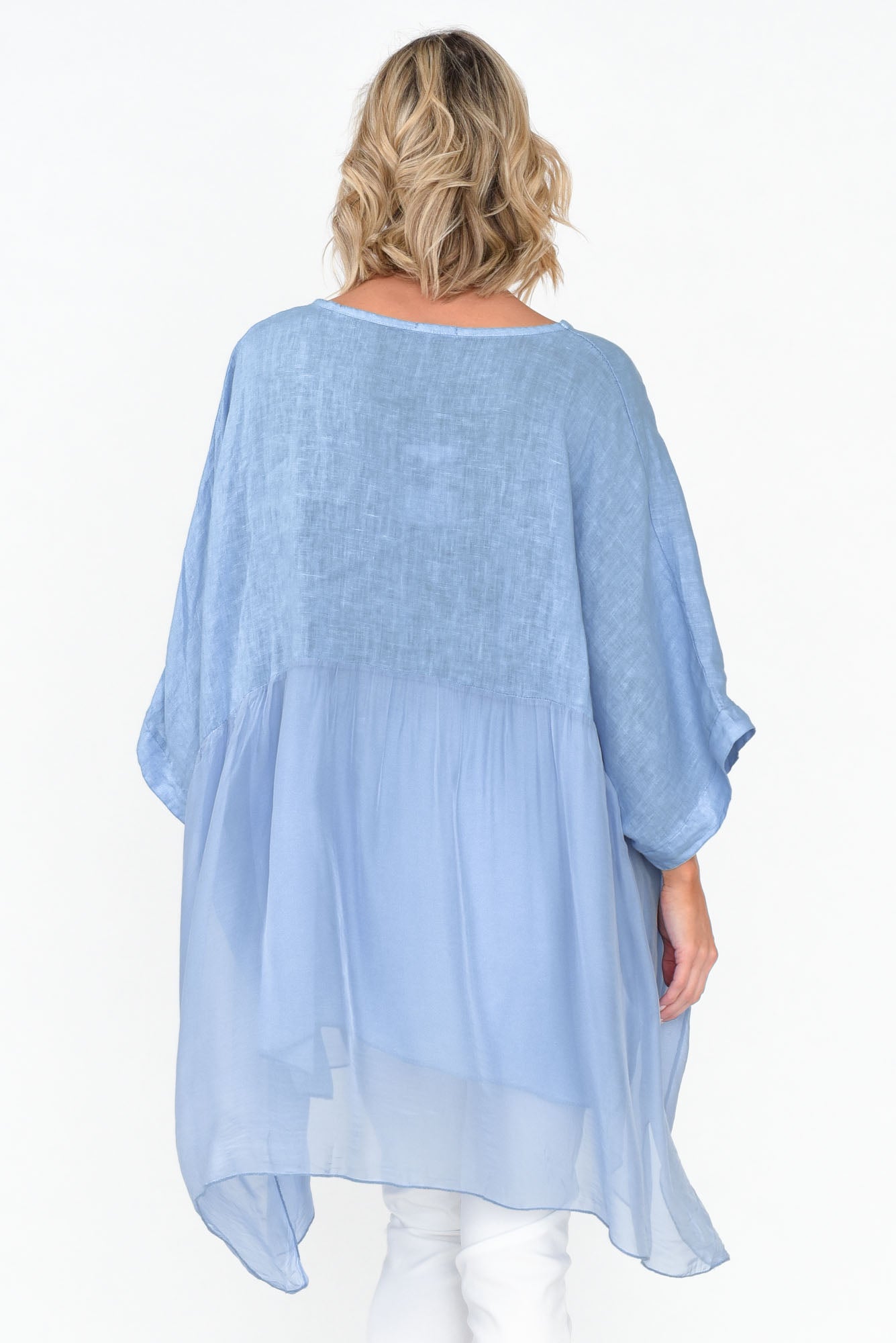 Marietta Blue Silk Linen Top