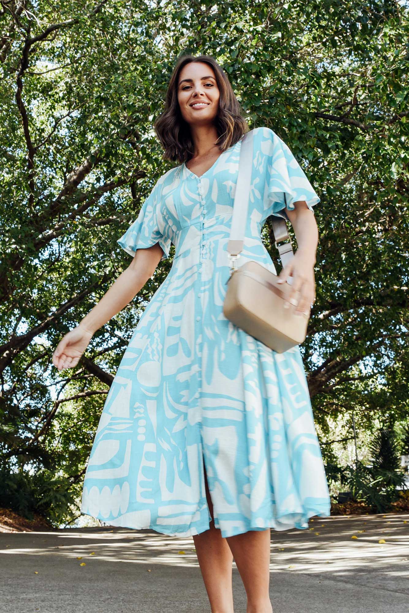 Joel Blue Abstract Button Dress