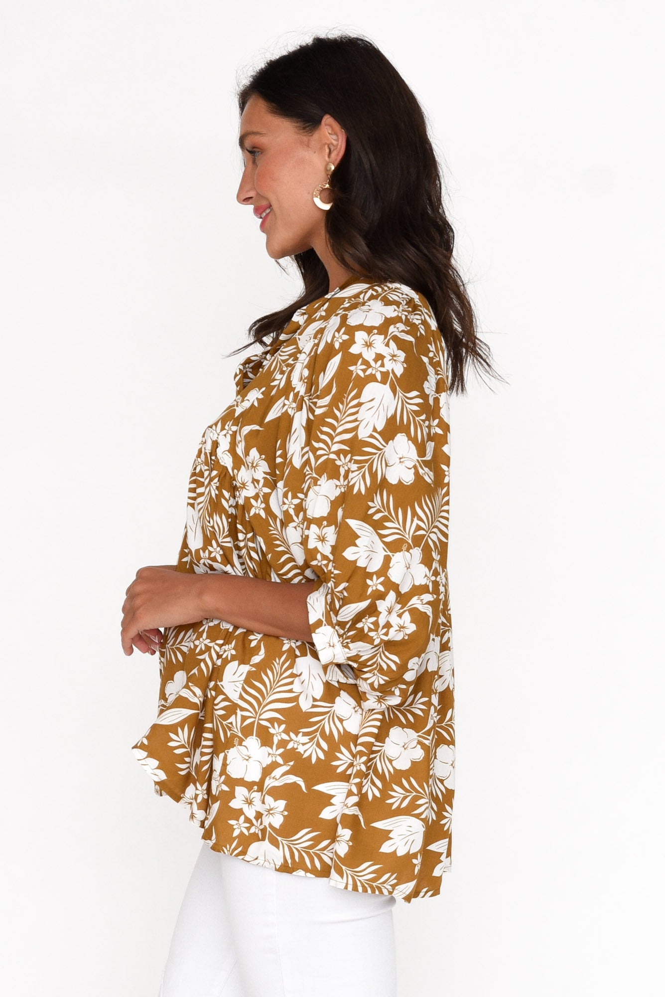 Marylee Mustard Garden Gathered Top