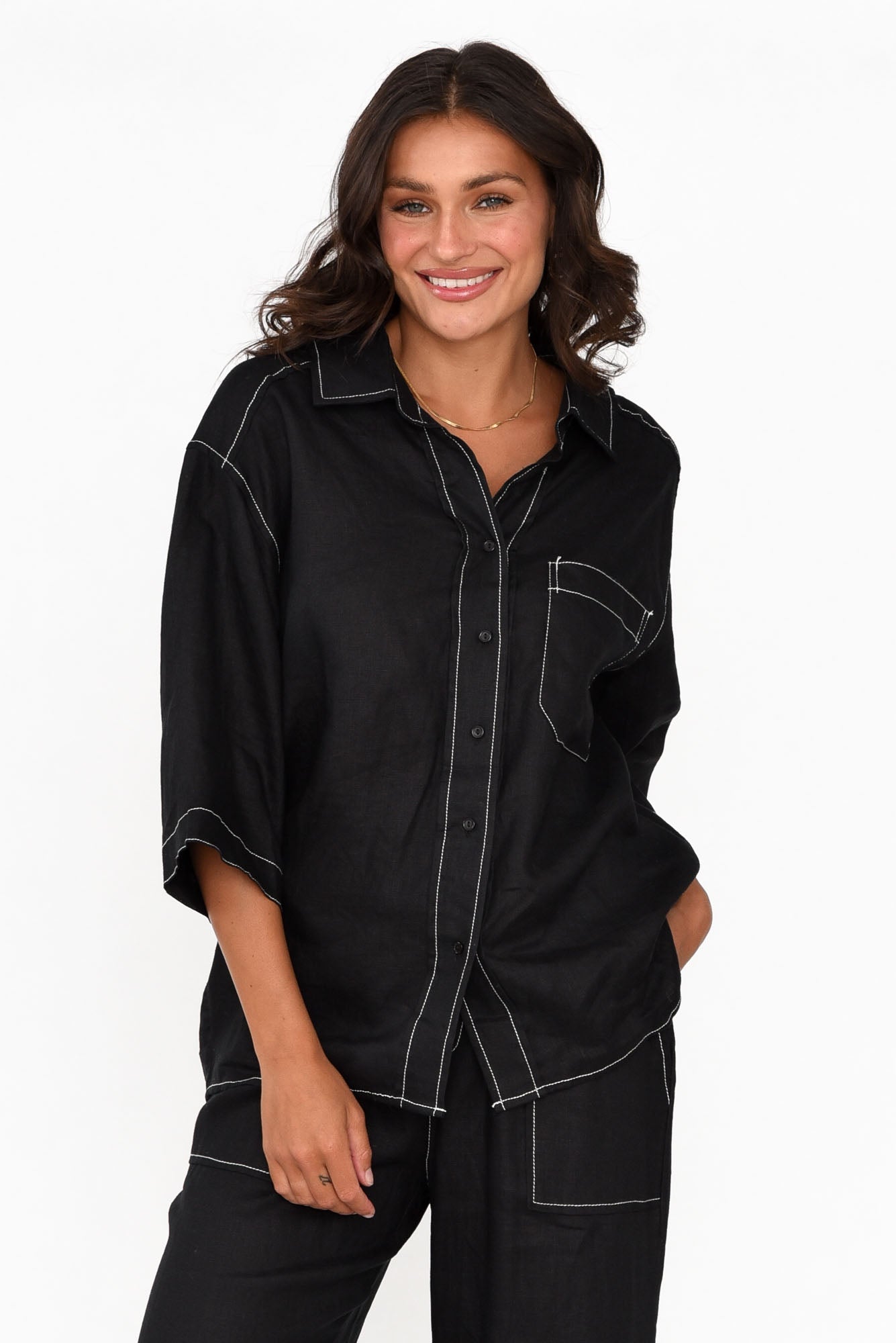 Armida Black Linen Shirt