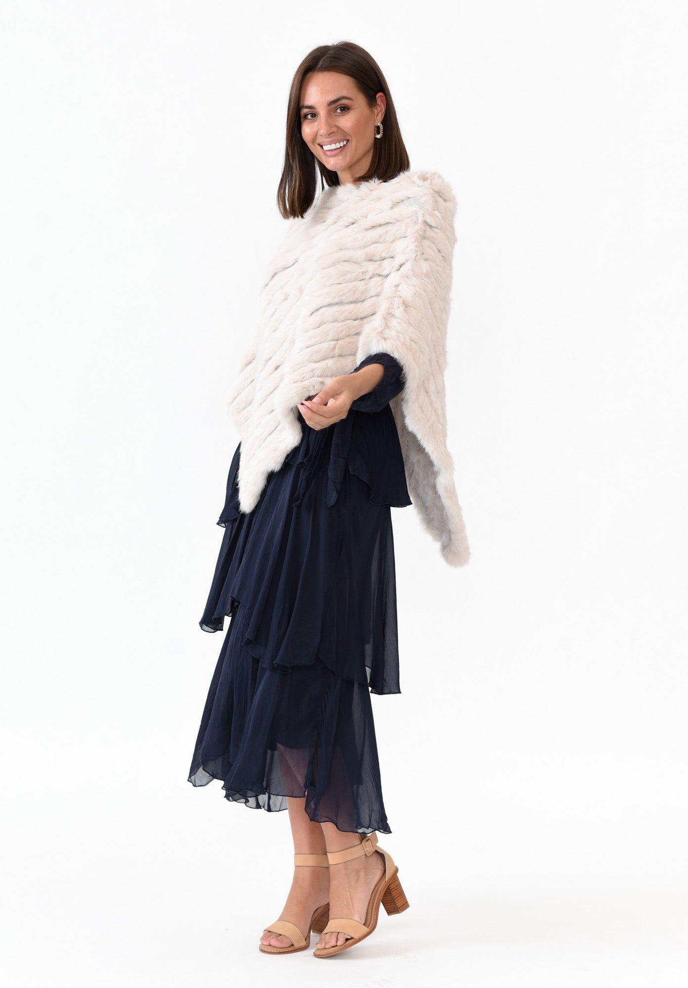 Greer Cream Fur Poncho