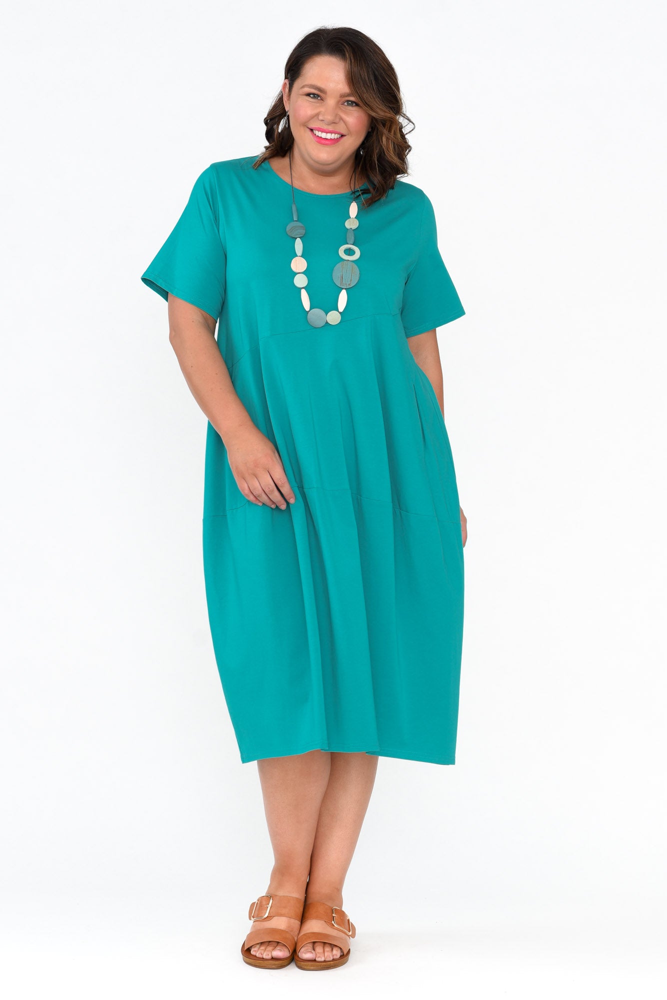 Morgan Aqua Diagonal Seam Dress