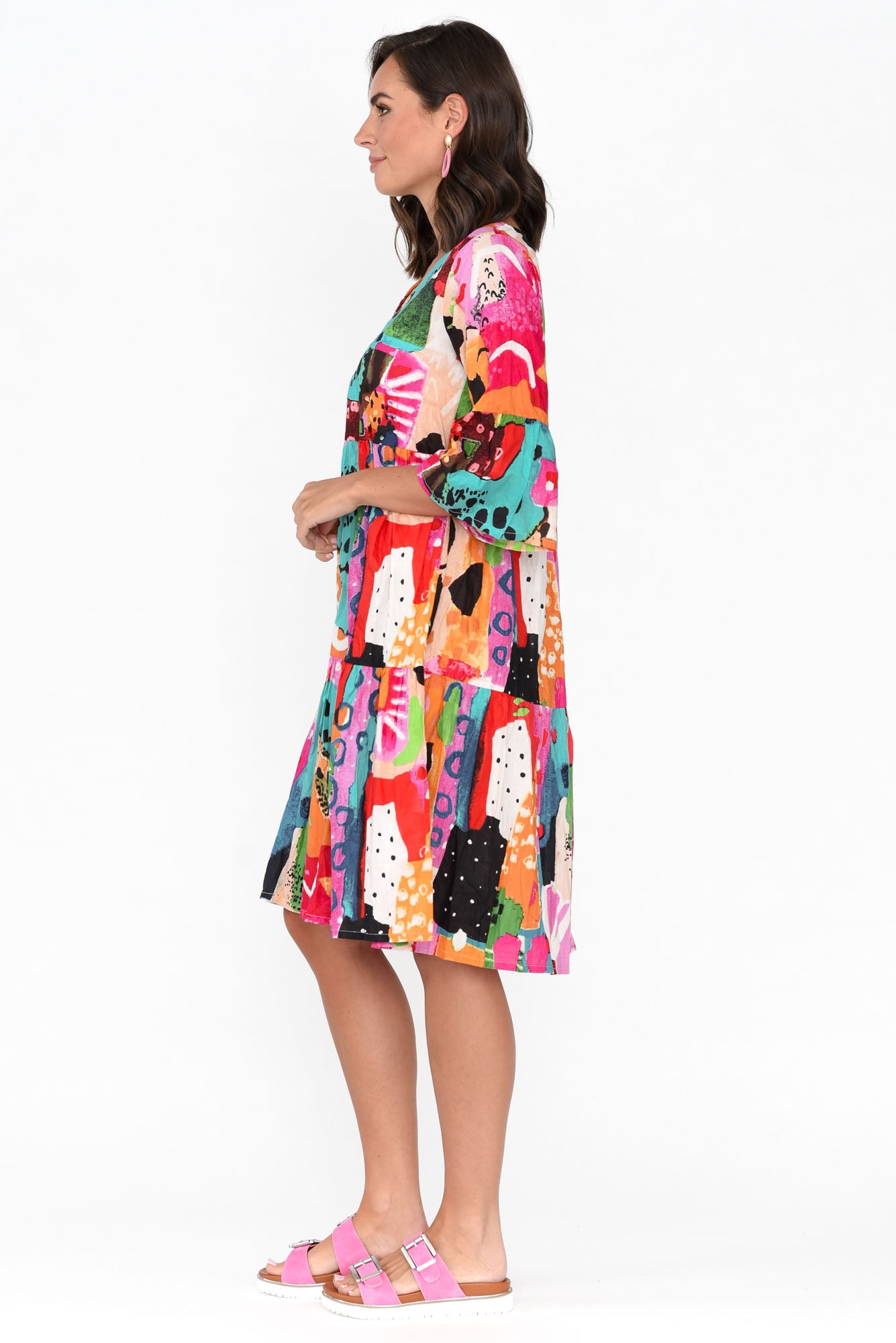 Alanya Pink Abstract Organic Cotton Dress