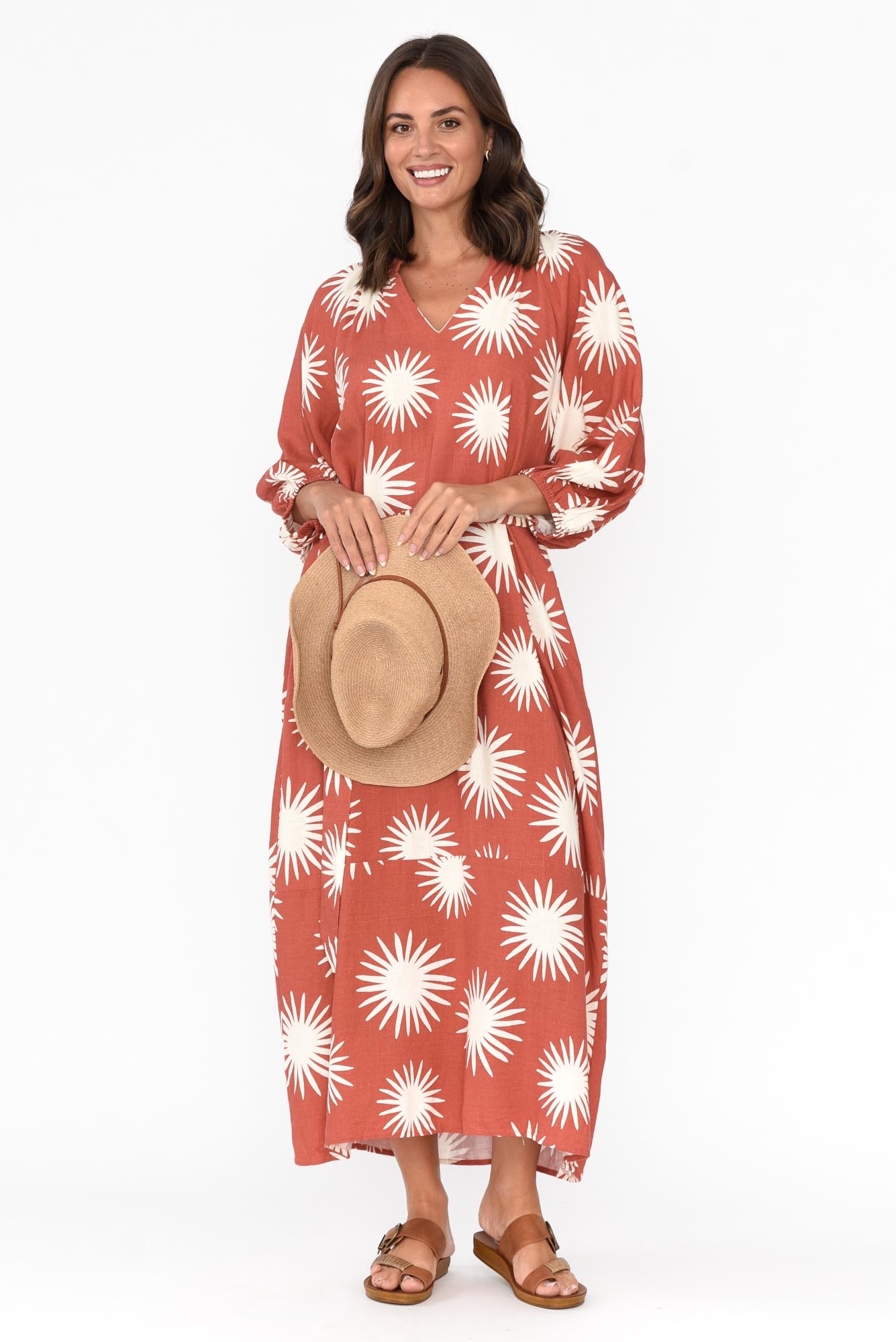 Ludie Rust Flower Pocket Dress