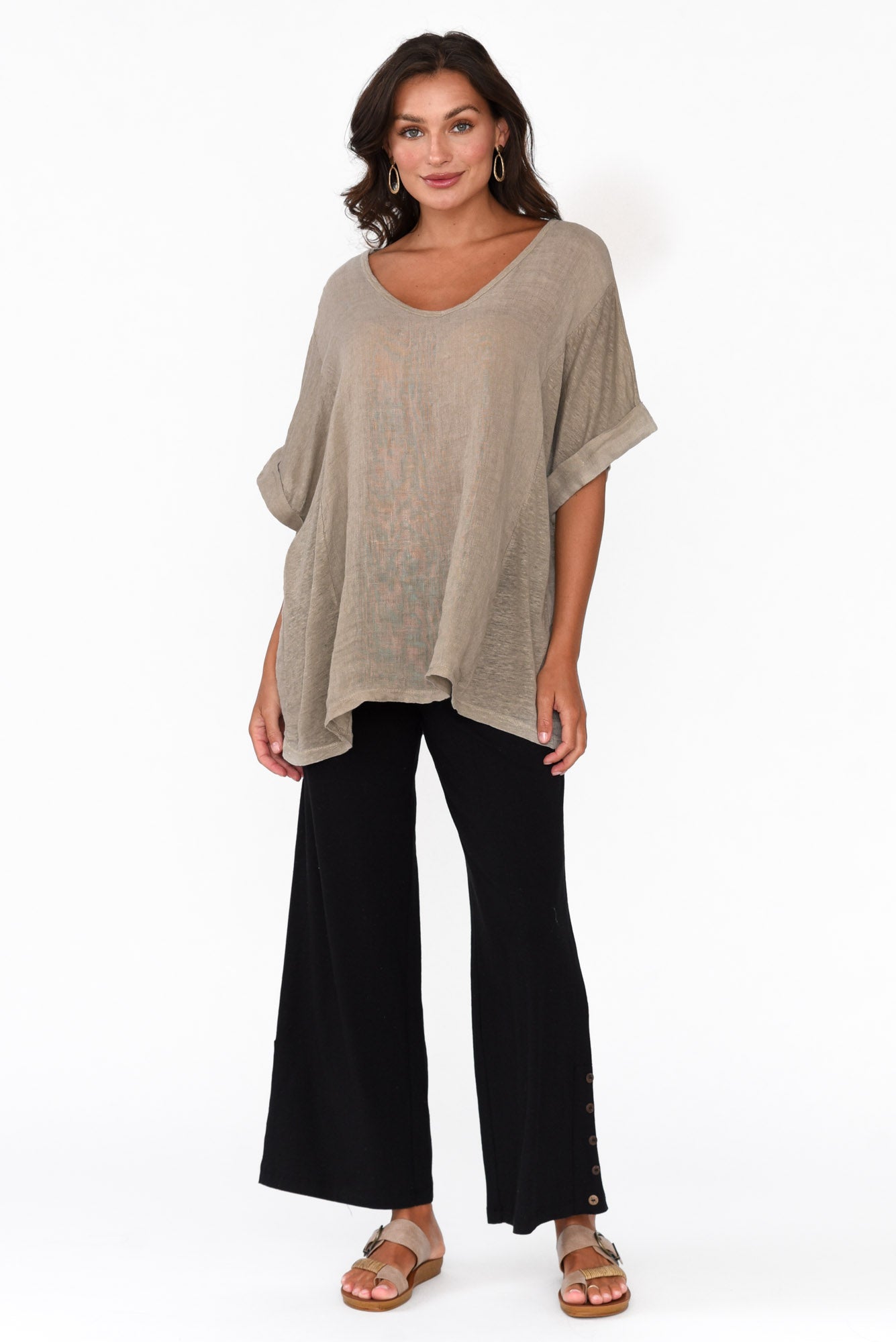 Angelica Black Cotton Shirred Pant