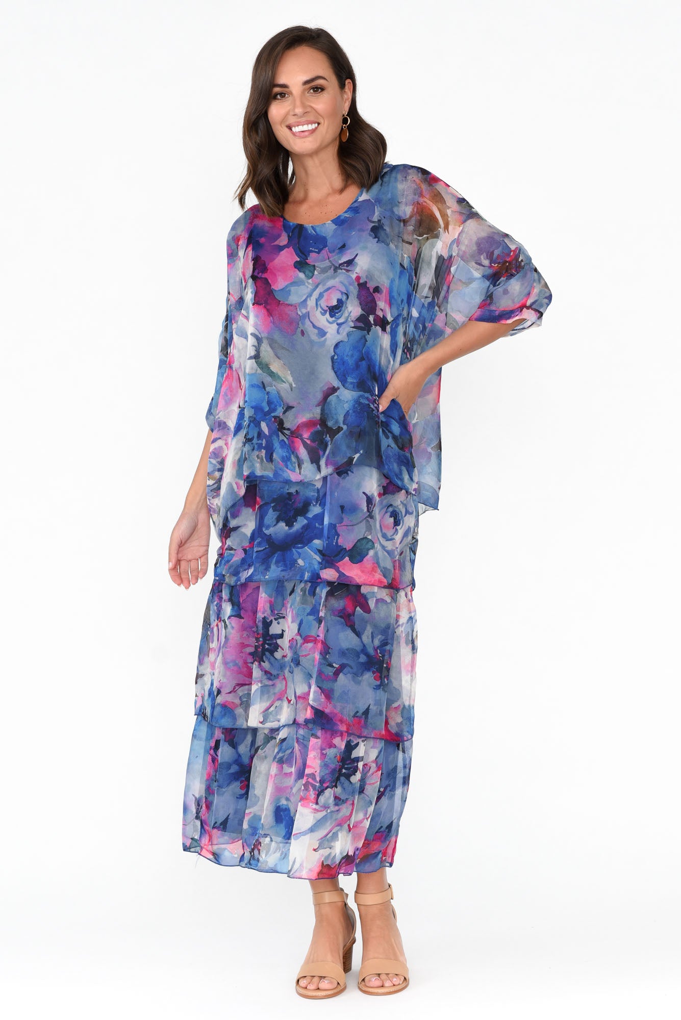 Teffy Blue Blossom Layer Dress