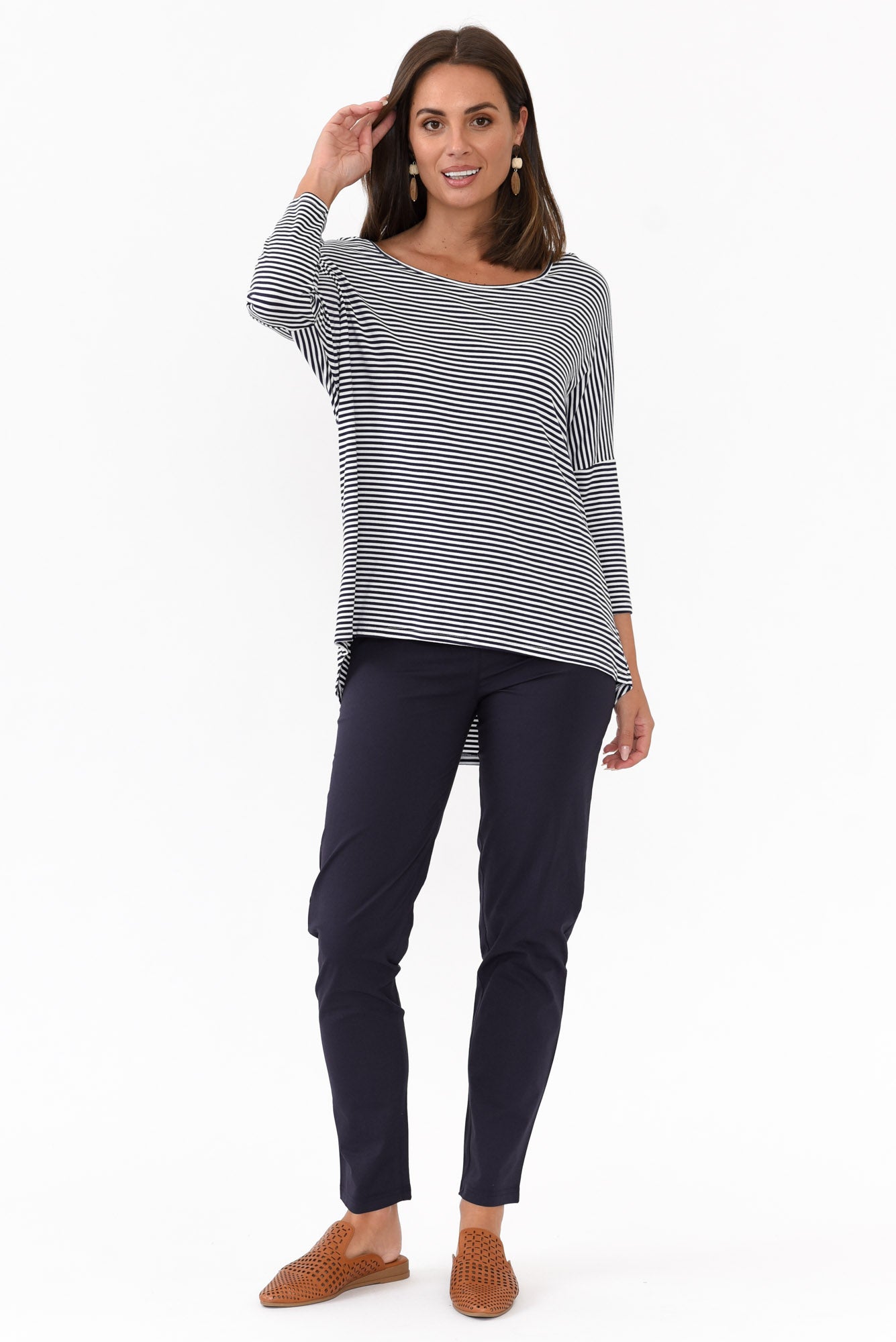 Devon Navy Cotton Stretch Pant