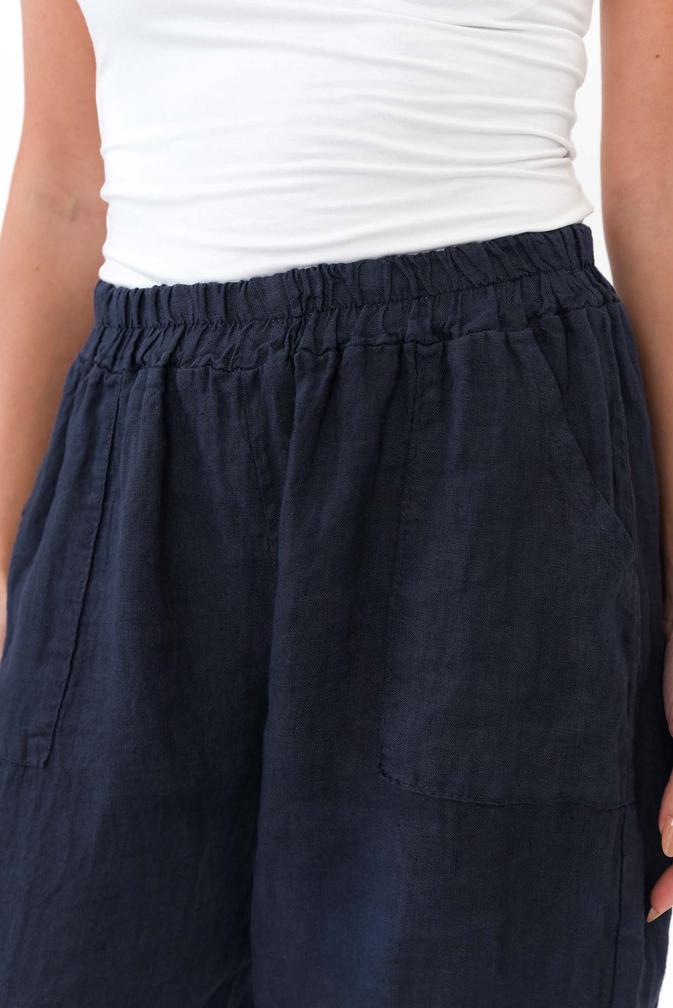 Carmichael Navy Linen Capri Pant