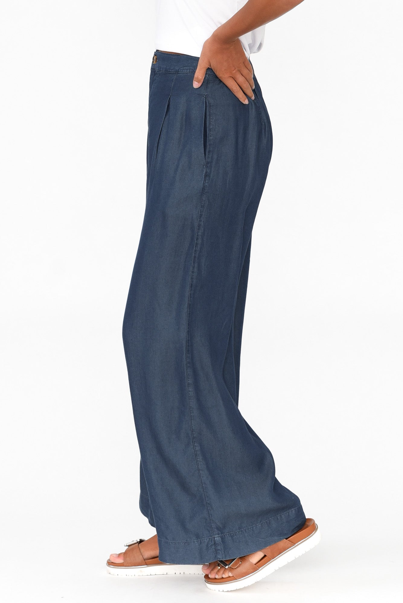 Pia Blue Denim Palazzo Pant