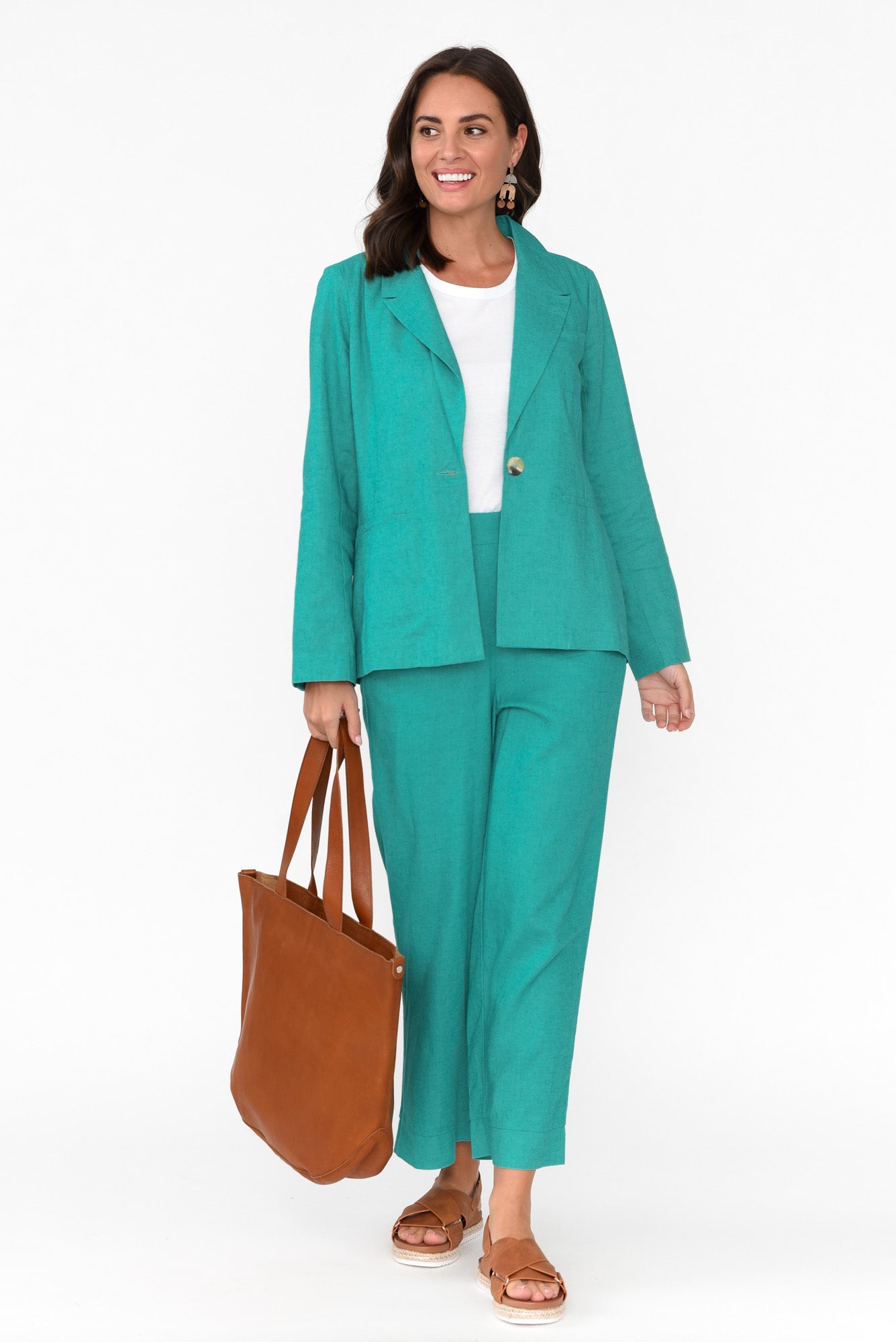 Lisset Teal Linen Blend Blazer