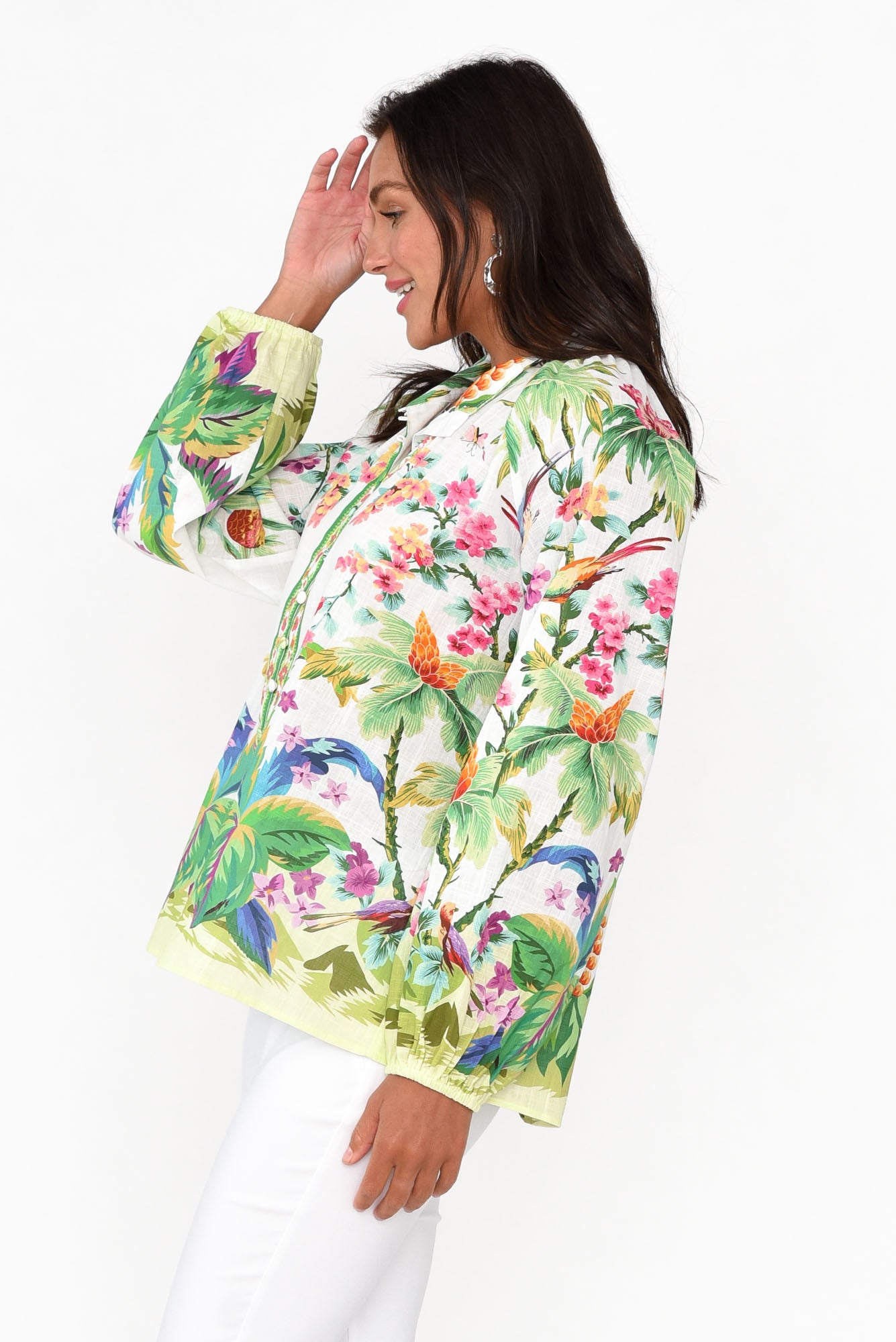 Cobana Green Tropical Cotton Shirt