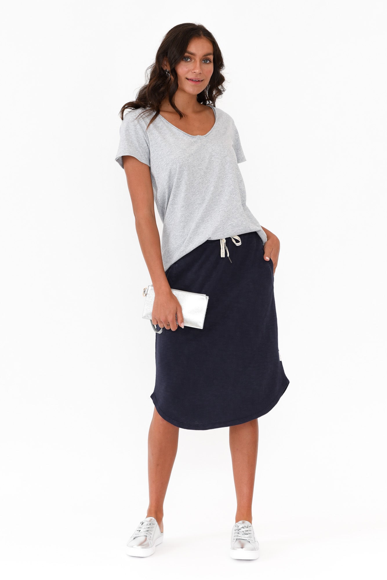 Grey Cotton Fundamental Vee Tee